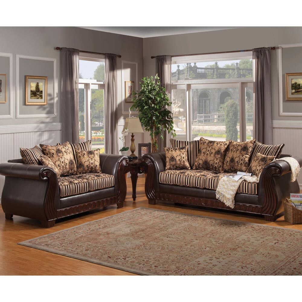 Furniture of America Kellos Formal 2-piece Traditional Upholstered Sofa Set