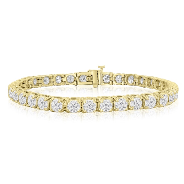14k Yellow Gold 10 Carat Tdw Round Diamond Tennis Bracelet J K 14k Yellow Gold 10 Carat Tdw Round Diamond Tennis Bracelet J K I2 I3
