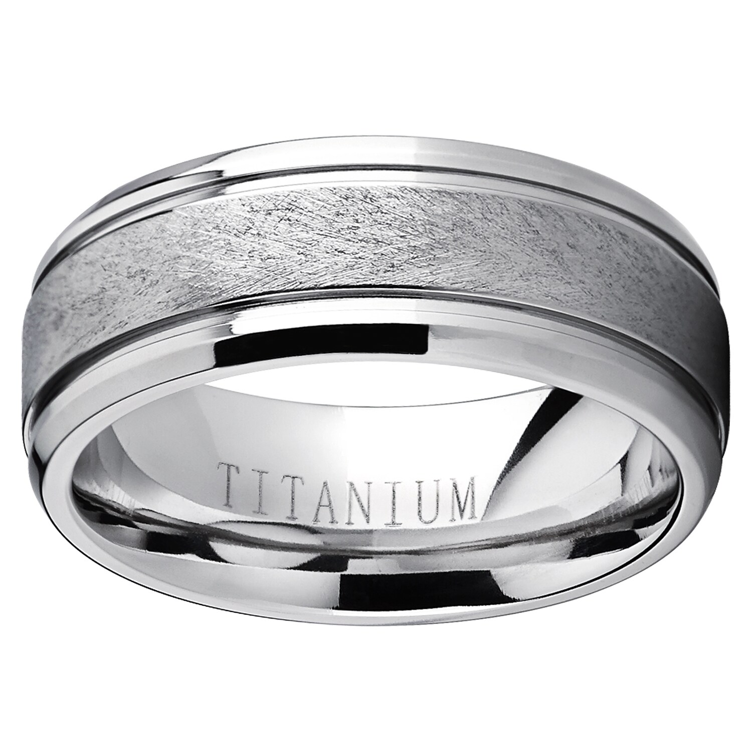 9mm Men/'s Genuine Titanium Grooved with Brushed Center Wedding Band Ring
