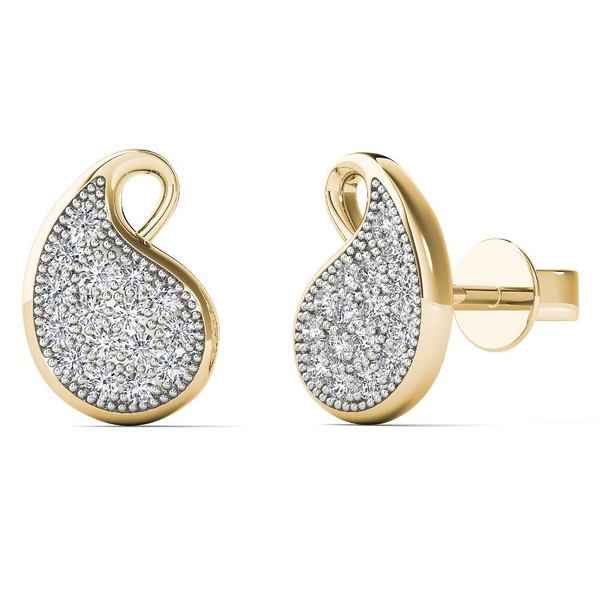 AALILLY 10k Yellow Gold 1/10ct TDW Diamond Mango Stud Earrings