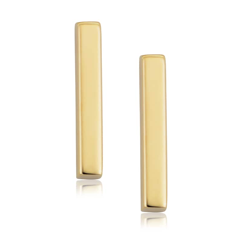 10k Gold Bar High Polish Earrings