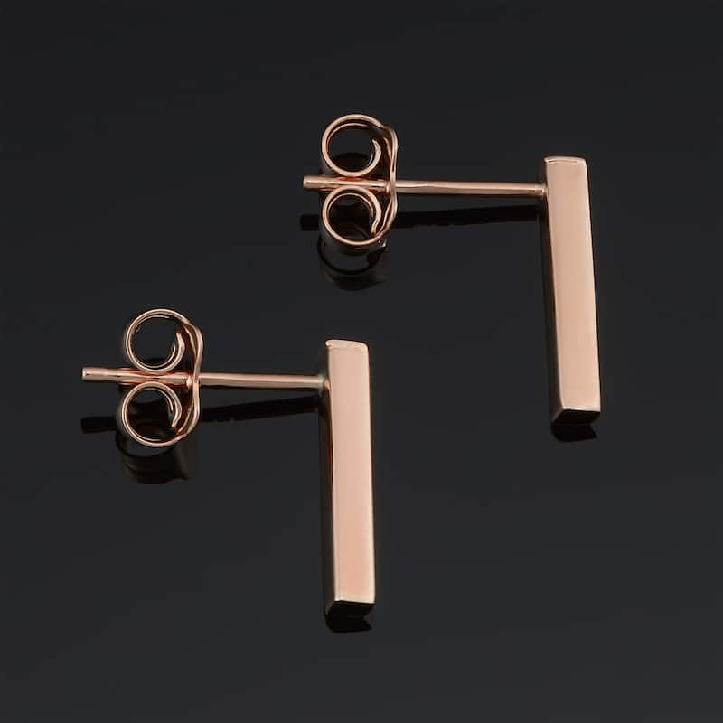 10k Gold Bar High Polish Earrings - rose gold