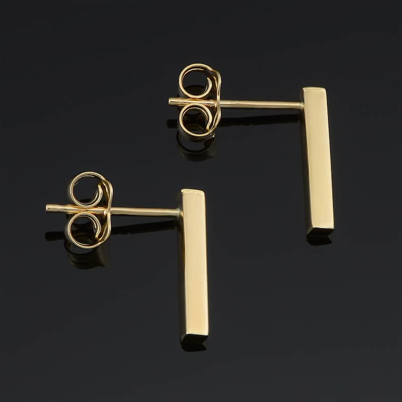 10k Gold Bar High Polish Earrings - Yellow gold