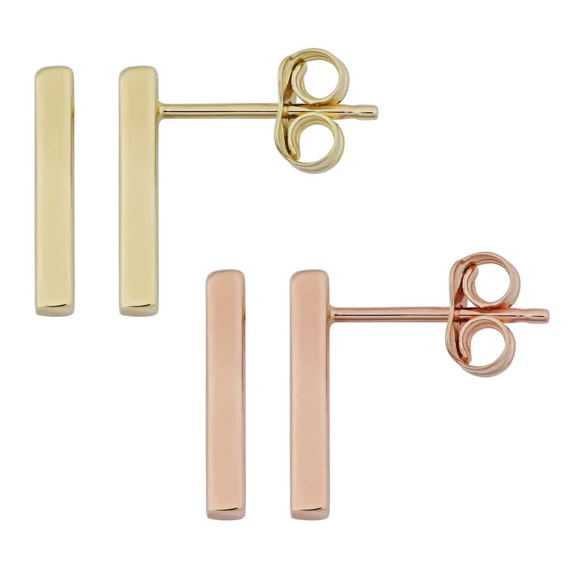 10k Gold Bar High Polish Earrings
