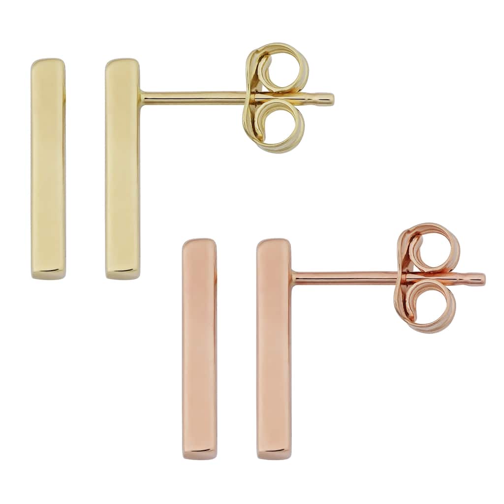 10k Gold Bar High Polish Earrings