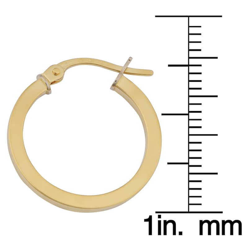 Fremada 18k Yellow Gold Italian High Polish Flat Hoop Earrings