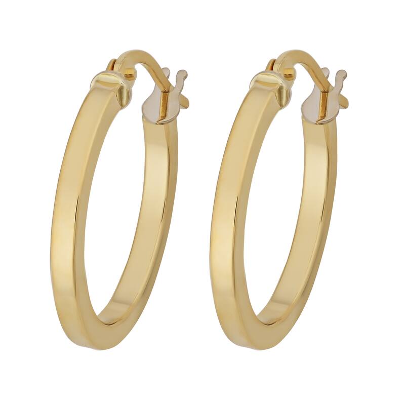 Fremada 18k Yellow Gold Italian High Polish Flat Hoop Earrings