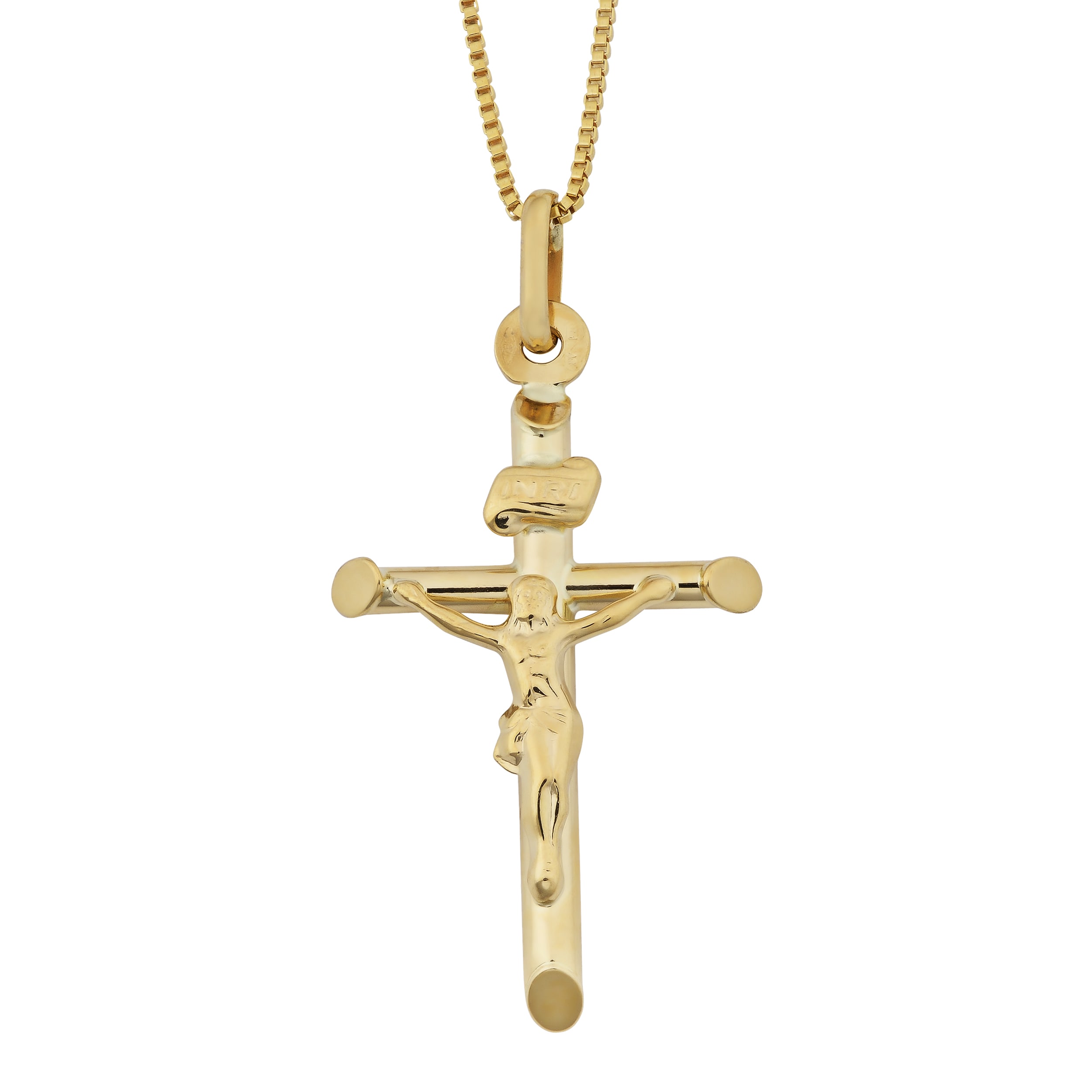 Beautiful 12 x Created Diamond 18K Yellow Gold GF Cross Pendant Nacklace