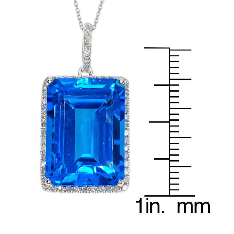 Kabella 14k White Gold Diamond Accent and Blue Topaz Pendant