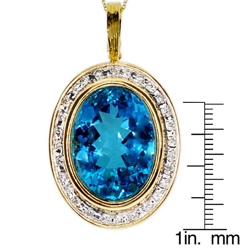 Kabella 14k Yellow Gold Blue Topaz and Diamond Accent Pendant