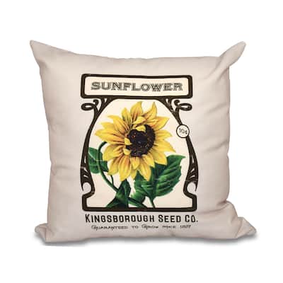 Sunflower Floral Print 20-inch Throw Pillow