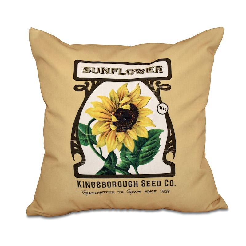 Sunflower Floral Print 20-inch Throw Pillow