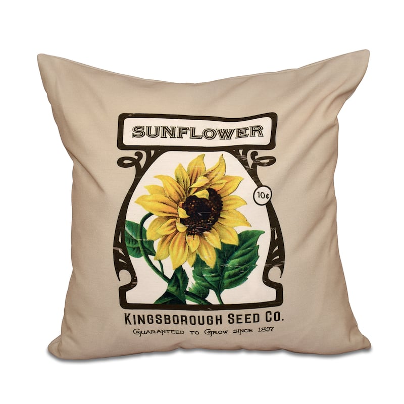 Sunflower Floral Print 20-inch Throw Pillow