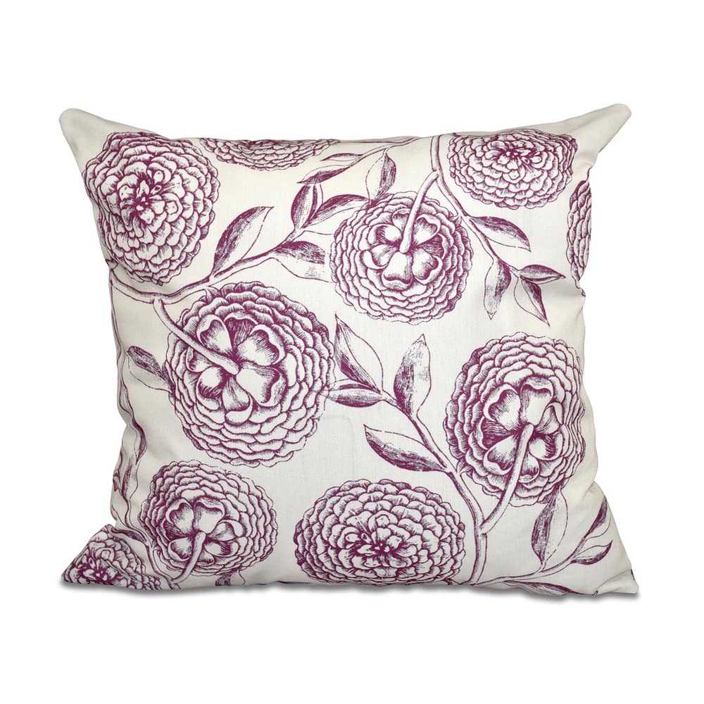Antique Flowers Floral Print 26-inch Throw Pillow