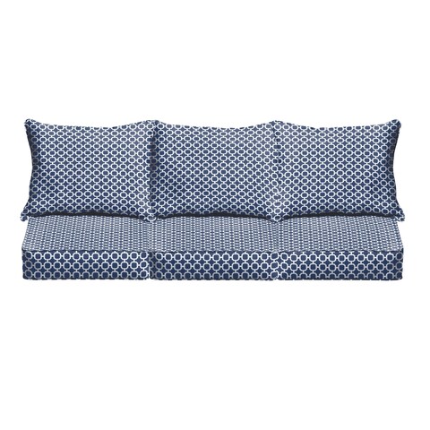 Navy Chainlink Indoor/ Outdoor Corded Sofa Cushion Set