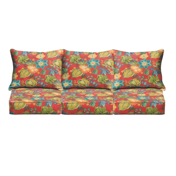 Shop Red Tropical Indoor/ Outdoor Corded Sofa Cushion Set - Free