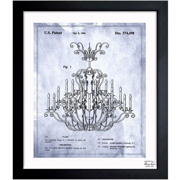 Oliver Gal 'Chandelier 1996' Framed Blueprint Art Bed Bath & Beyond