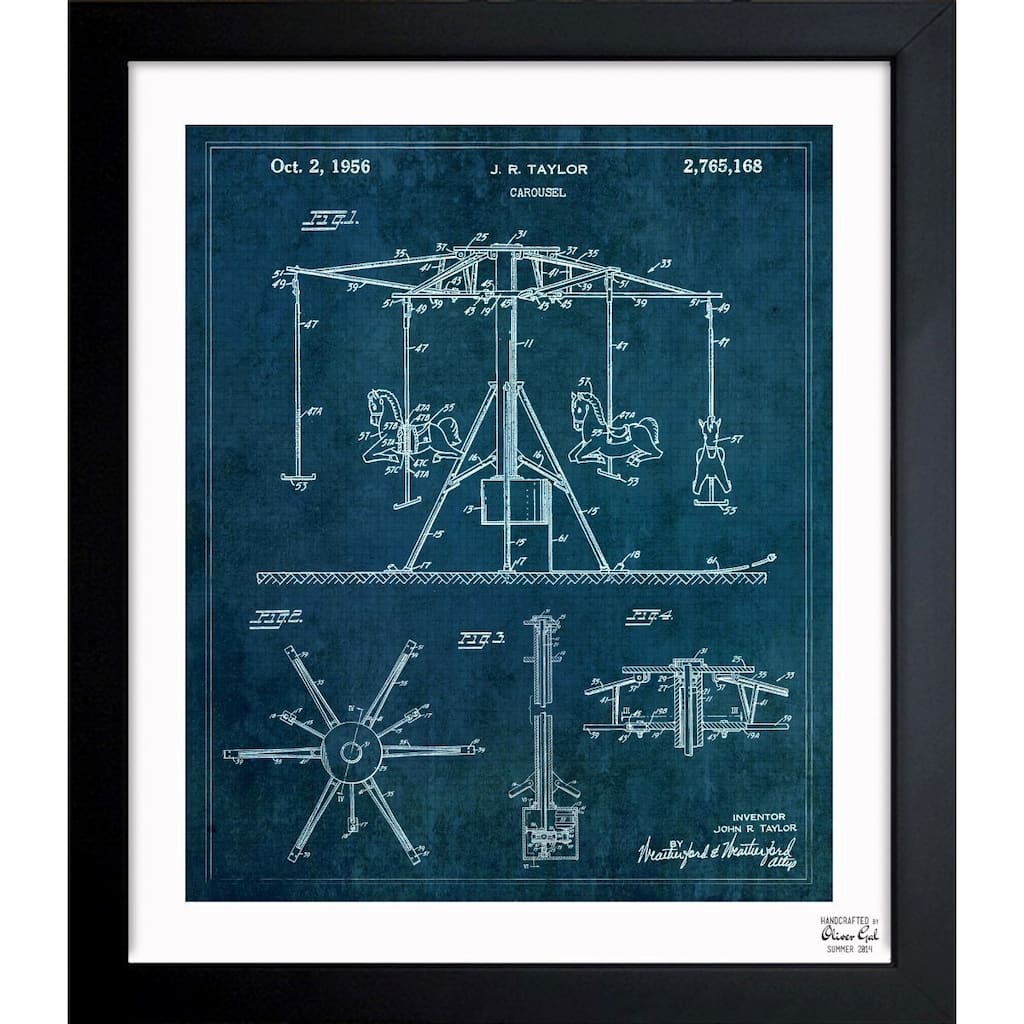 Oliver Gal 'Carousel 1956' Framed Blueprint Art