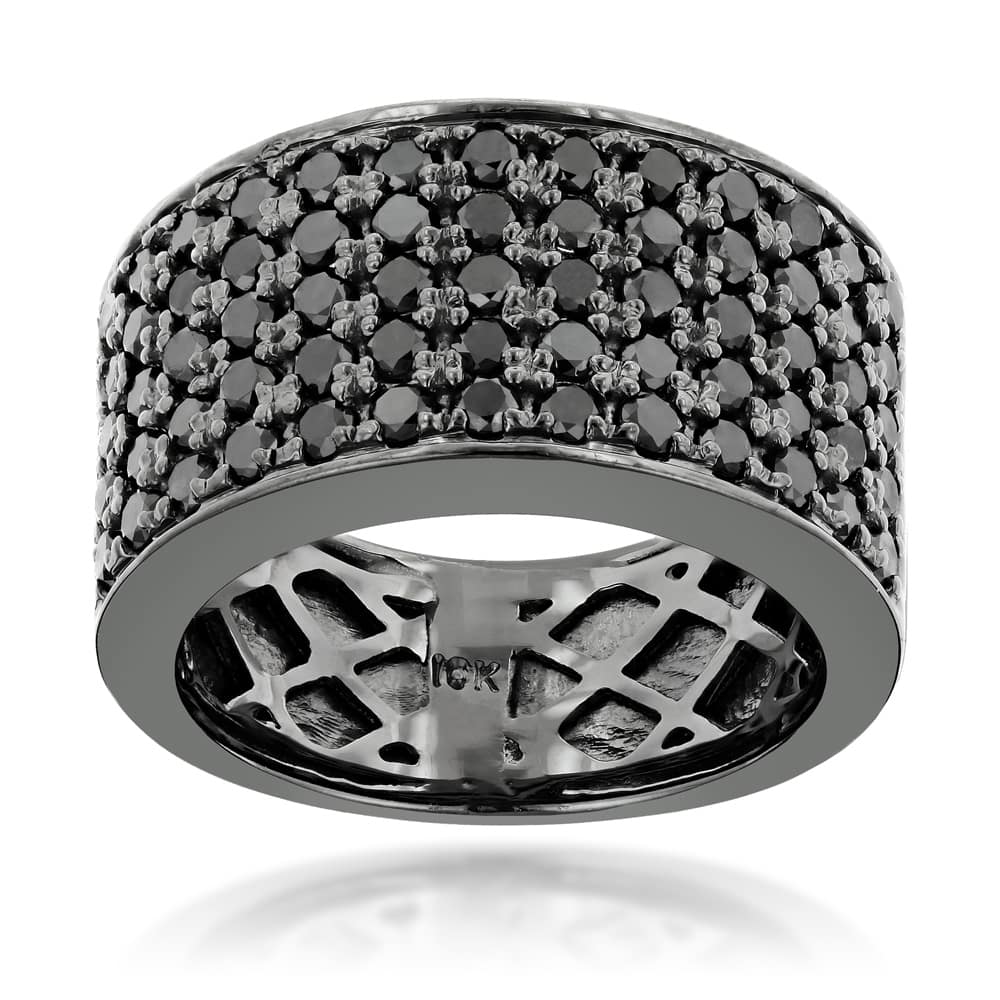Luxurman Designer 10k Black Gold Men's 1 3/4ct TDW Black Diamond Wedding Ring