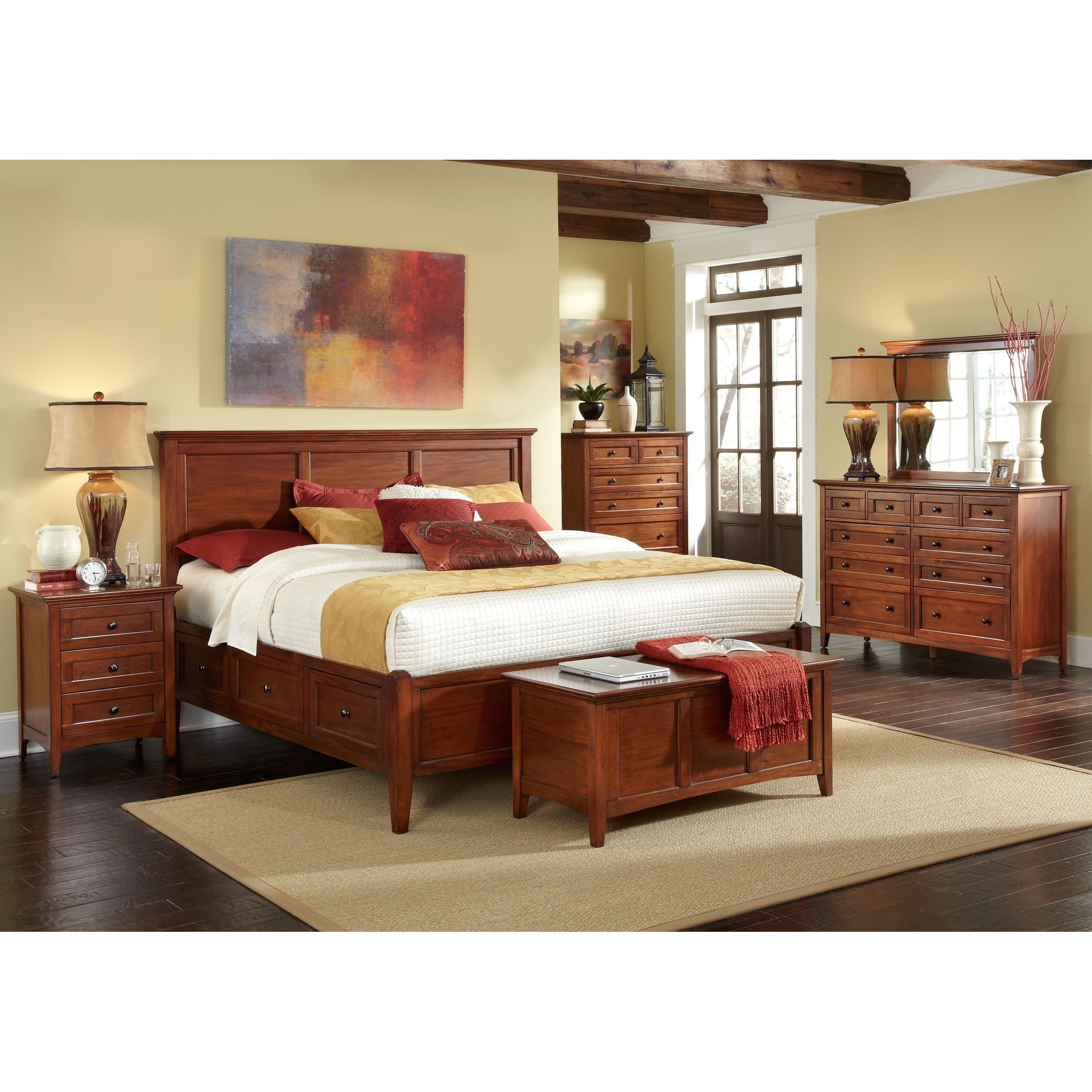 Simply Solid Aiden Solid Wood 7-piece Queen Bedroom Collection - Mahogany
