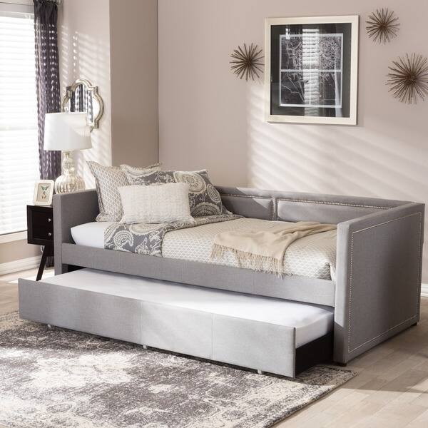 slide 2 of 16, Contemporary Fabric Daybed with Trundle by Baxton Studio