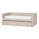 preview thumbnail 11 of 14, Contemporary Fabric Daybed with Trundle by Baxton Studio Beige