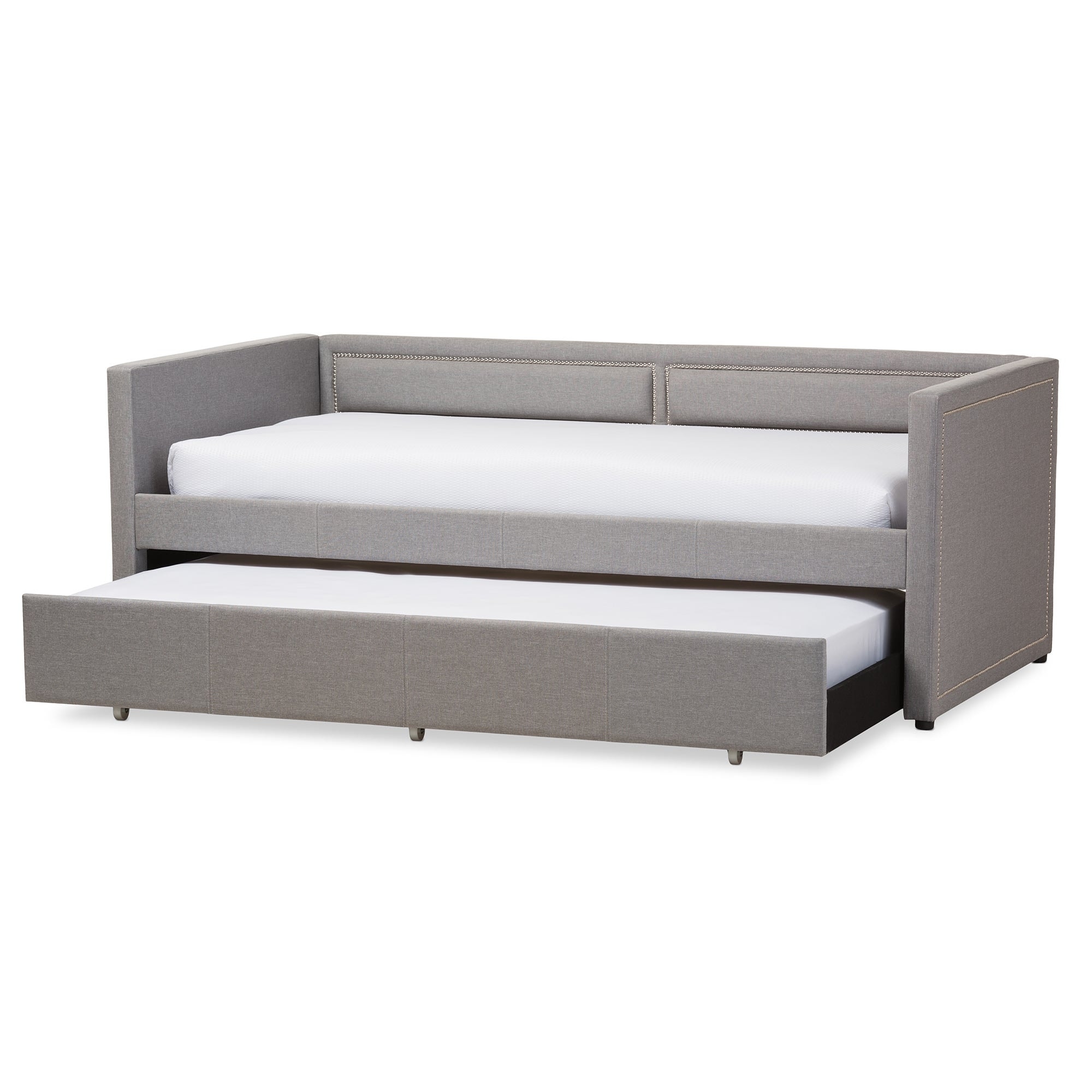 Contemporary Fabric Daybed with Trundle by Baxton Studio Bed