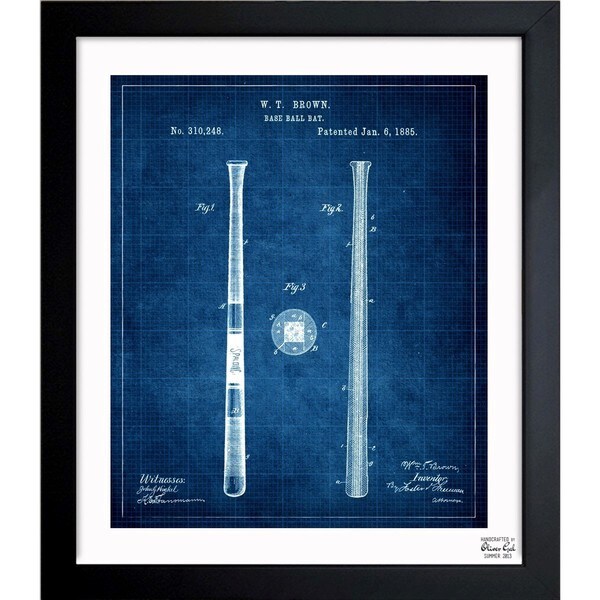Shop Oliver Gal 'Baseball Bat 1885' Framed Blueprint Art On Sale