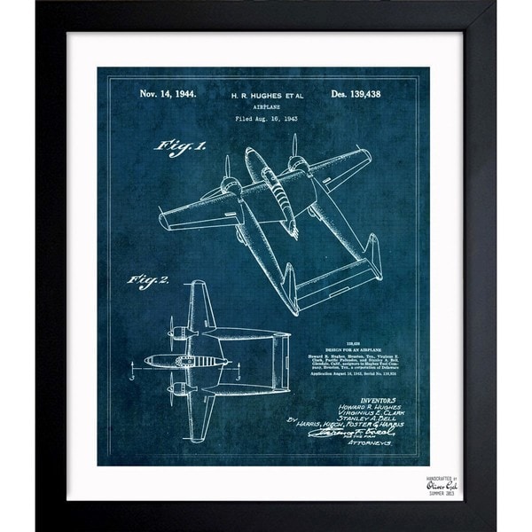 Shop Oliver Gal 'Airplane 1944' Framed Blueprint Art - Blue - On Sale ...