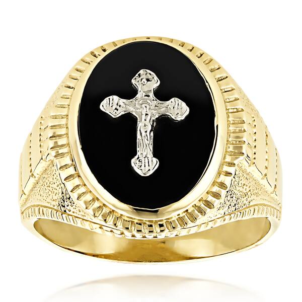 Luxurman 14k Gold Men S Black Onyx Cross Ring On Sale Overstock Luxurman 14k Gold Men S Black Onyx Cross Ring On Sale Overstock