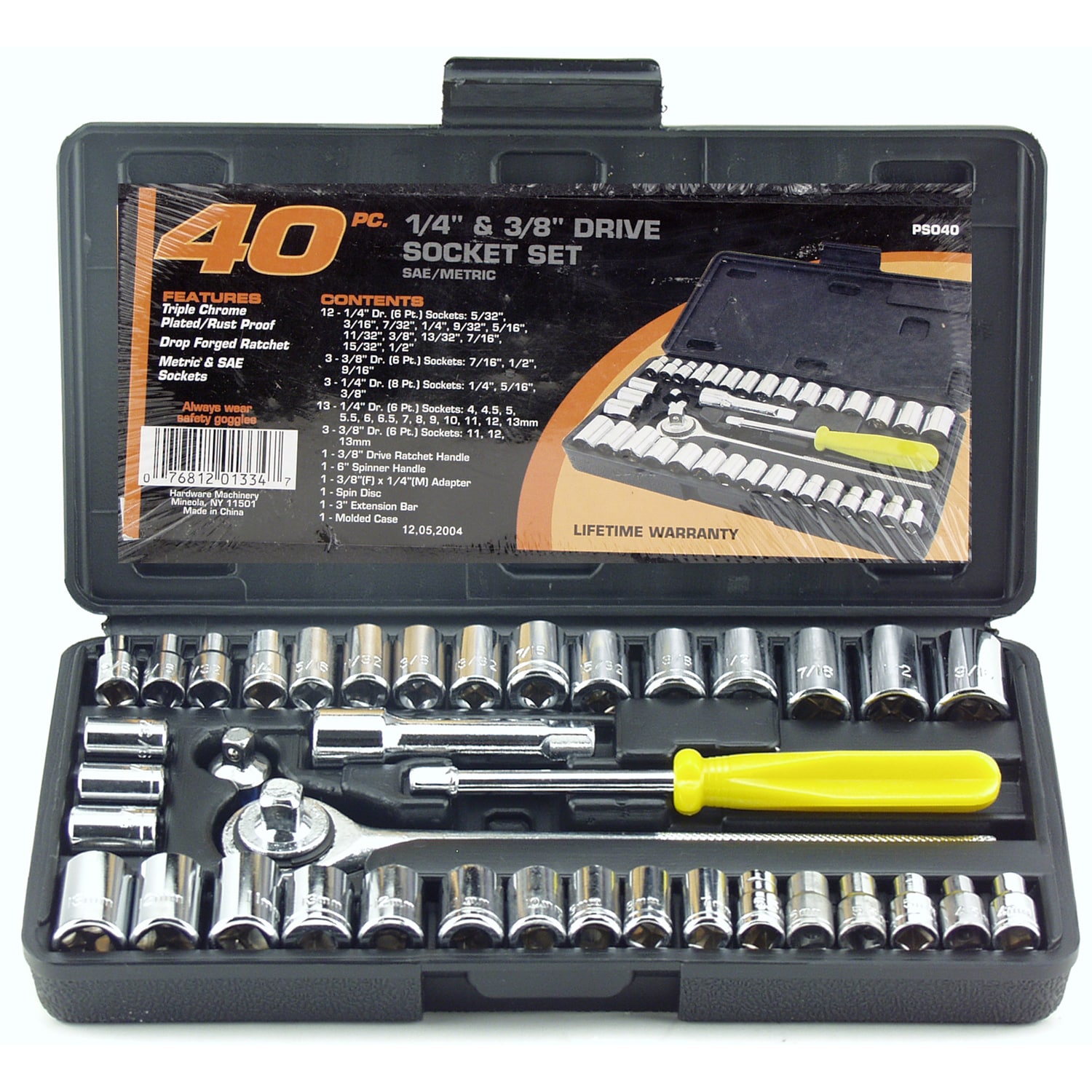40PC 1//4/"-3//8/" DR Standard Ratchet Wrench IMPACT SOCKET SET SAE METRIC DRIVE USA
