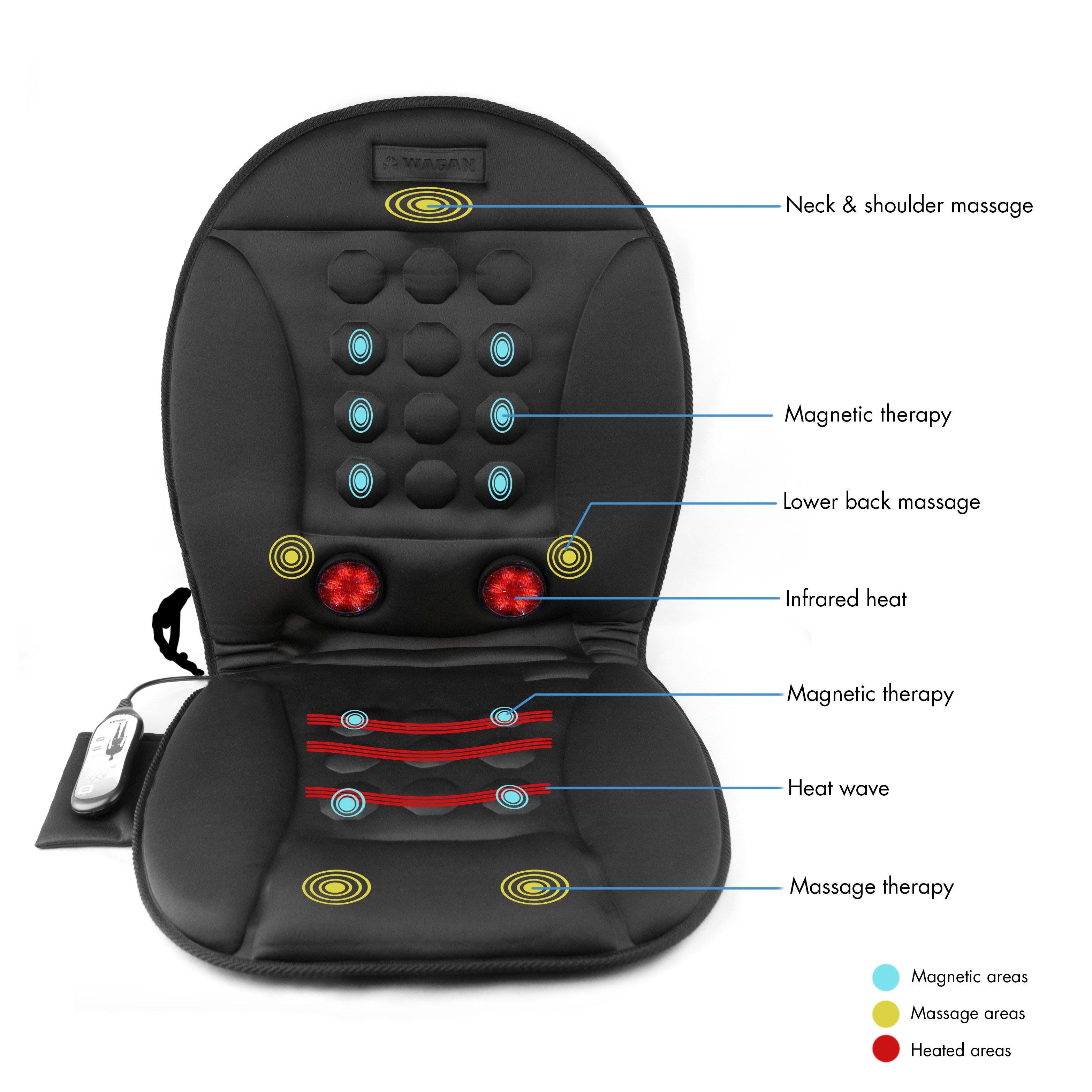 Magnetic Infrared Heat Massager. Neck & back massage Cushion. Infrared foot Massager with Remote Control. Overtaking sensor Seat vibrate.