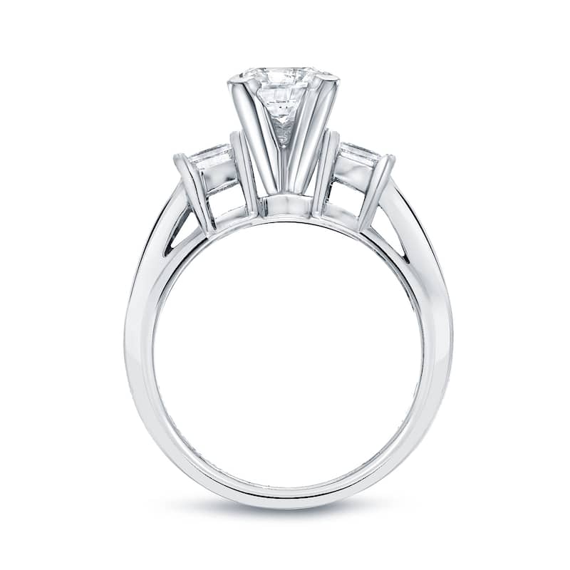 Auriya 14k Gold 4ct TDW 3-Stone Princess-Cut Diamond Engagement Ring 3pc Set Certified - 5 - White