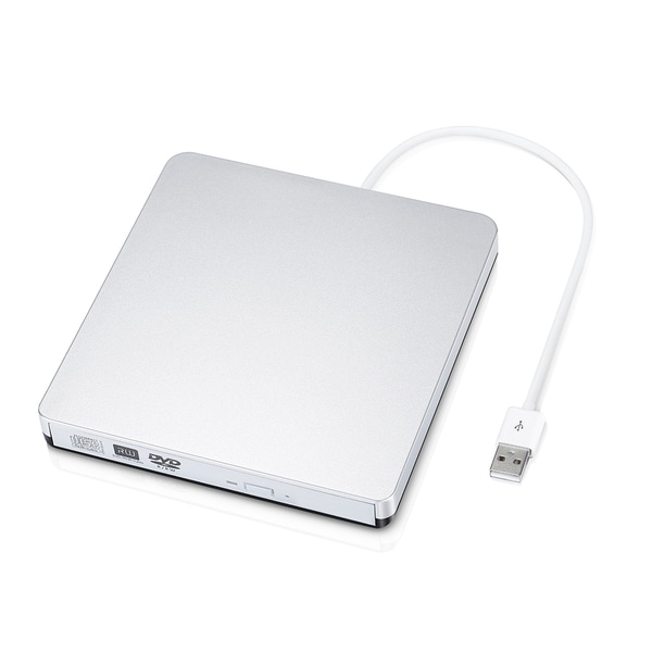 USB 2.0 Portable External Slot CD/ DVD-RW Burner Writer with Built-in USB Cable