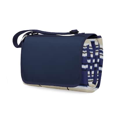 Picnic Time Navy and Blue-Striped Blanket Tote