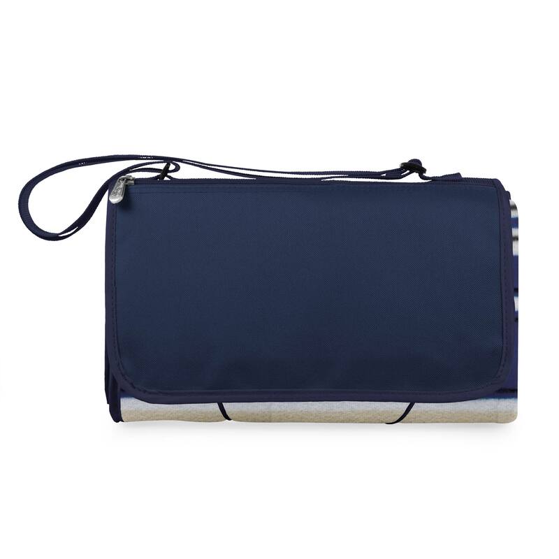 Picnic Time Navy and Blue-Striped Blanket Tote