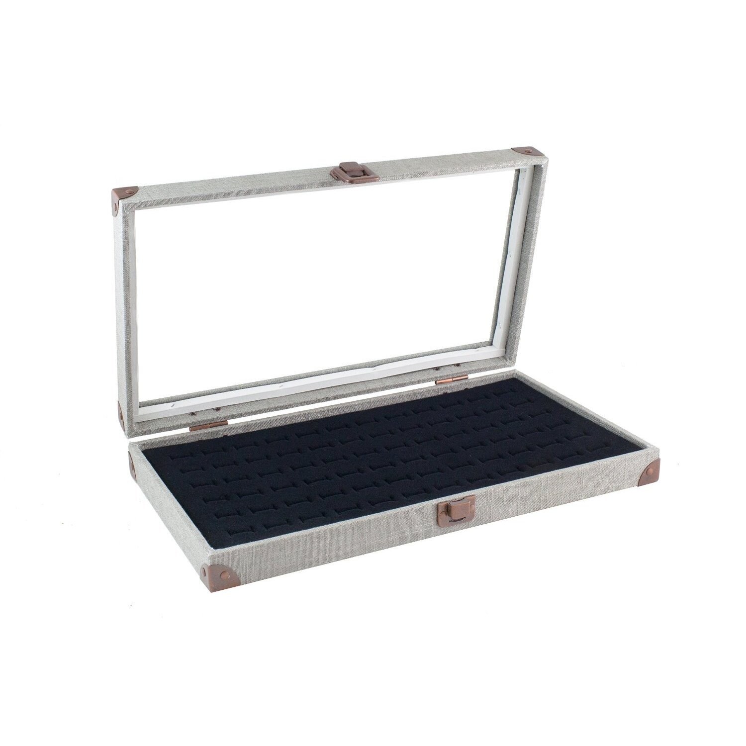 Shop Caddy Bay Collection Grey Canvas Jewelry Ring Display Case