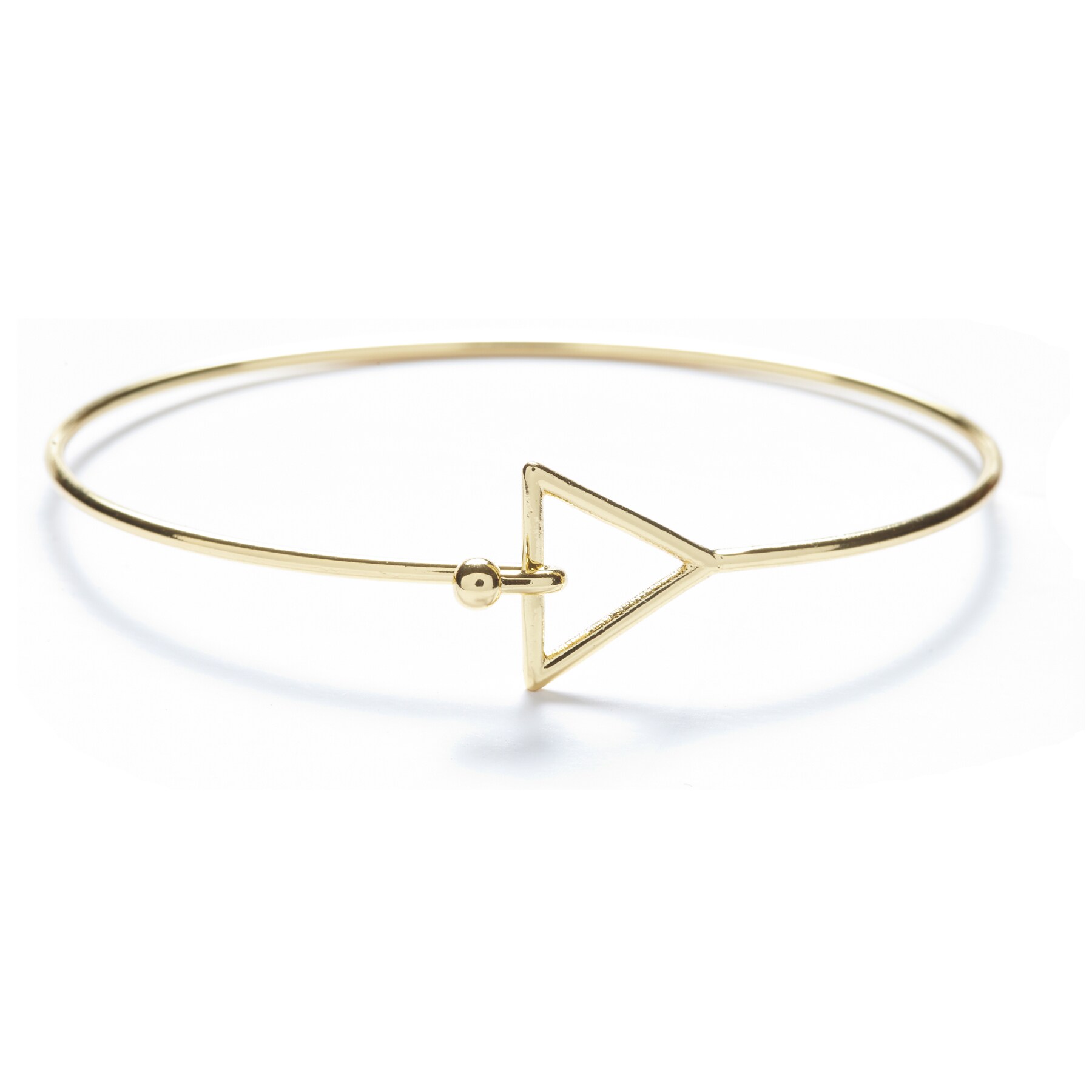 Alchemy Jewelry Handmade Ethical Sacred Geometric Triangle Bangle with 22k Gold Overlay and Fishhook Clasp