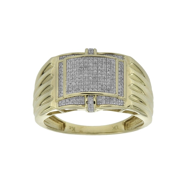 Men's 10k Yellow Gold 1/4ct TDW Diamond Ring