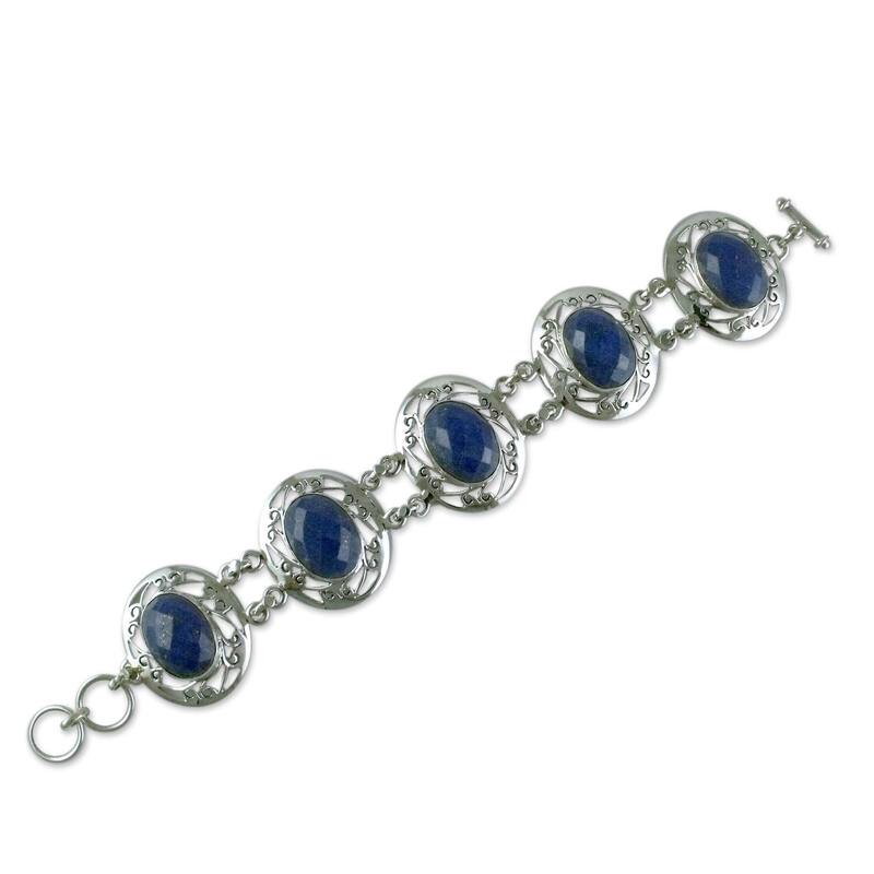Handmade Seductive Blue Sterling Silver Lapis Lazuli Bracelet (India)