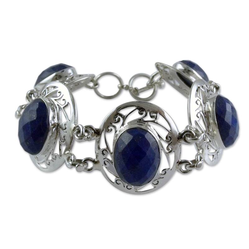 Handmade Seductive Blue Sterling Silver Lapis Lazuli Bracelet (India)