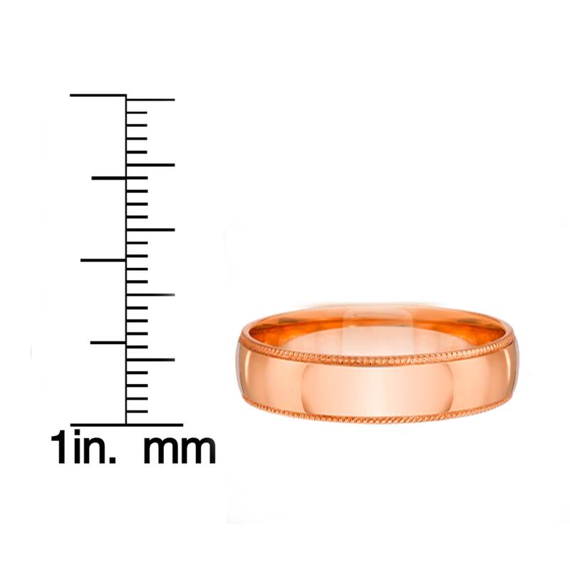 14k White Yellow and Rose Gold 7mm Plain Milgrain Wedding Band