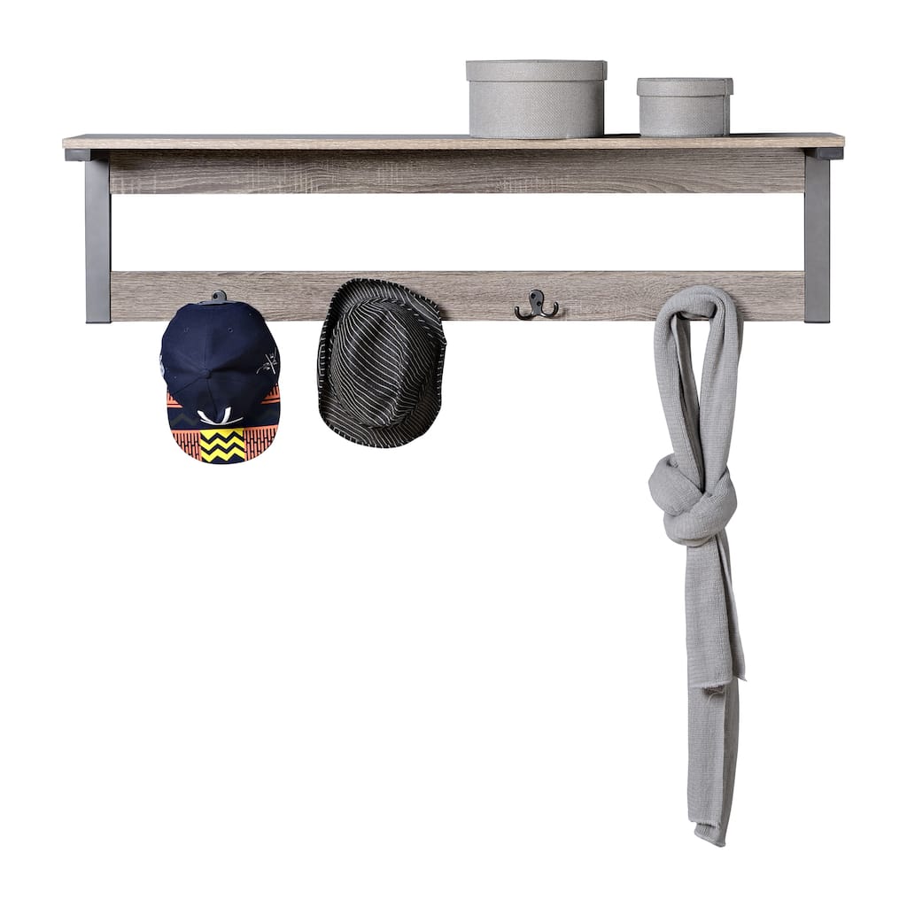 Homestar Wall Mounted Shelf with 4 Hooks