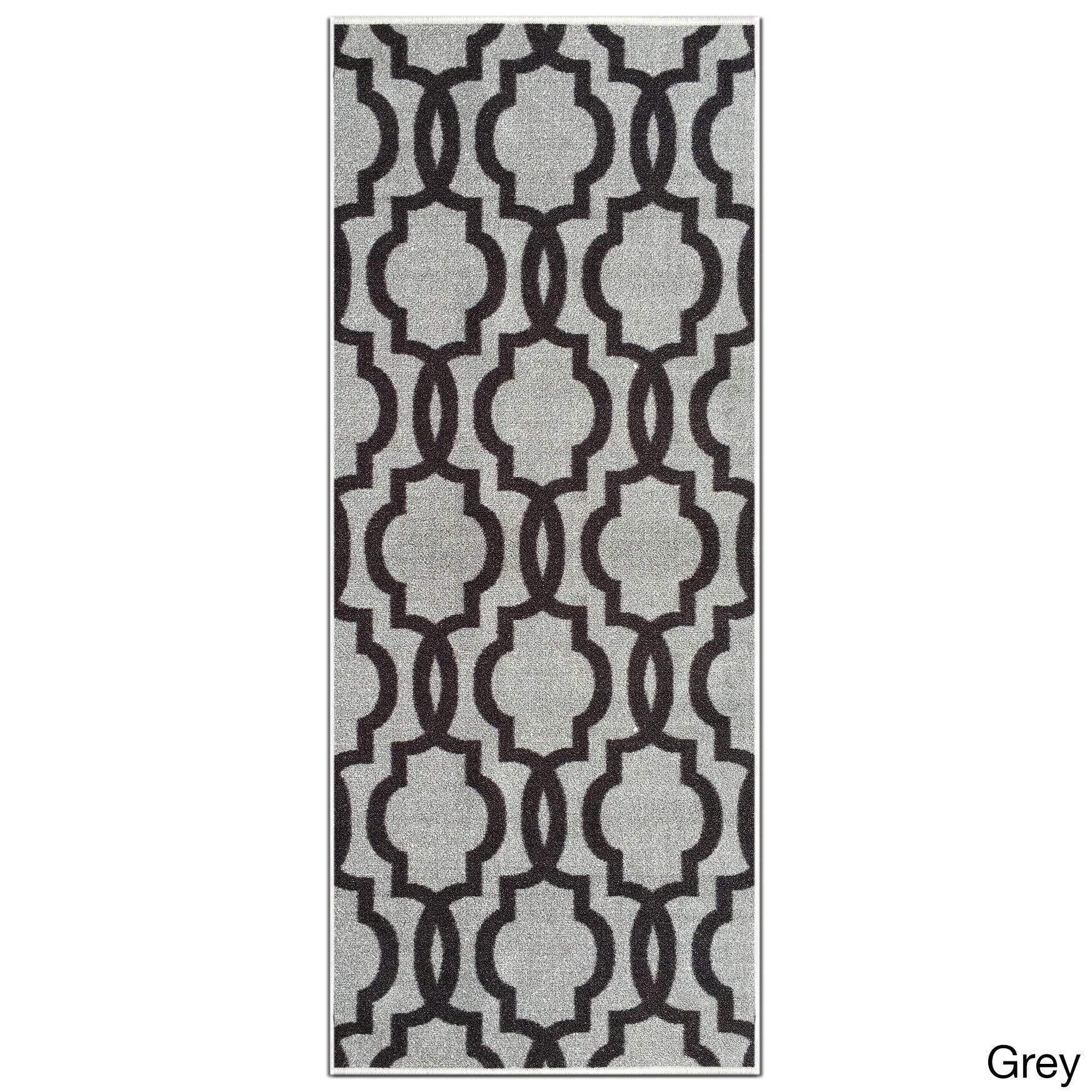 Fancy Moroccan Trellis Non-Slip Runner Rug Rubber Backed (22 x 15