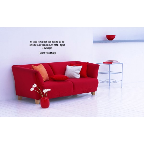 My Candle Burns at Both Ends quote Wall Art Sticker Decal Overstock