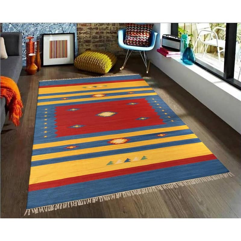 Pasargad Home Anatolian Kilim Hand-Woven Cotton Area Rug