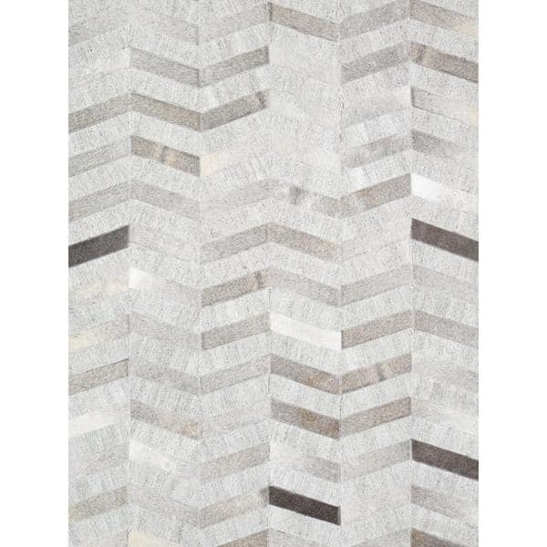 Shop Pasargad Chevron Silver Cowhide Rug 8 X 10 8 X 10