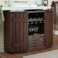 Furniture of America Lath Rustic Walnut Solid Wood Shelf Server