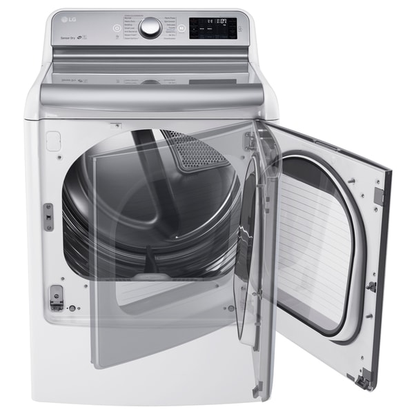 LG 9.0 Cu. Ft. Mega Large Capacity TurboSteam Dryer With EasyLoad Door in White, Model DLEX7700WE