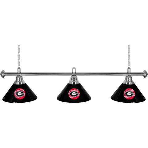 University of Georgia 3 Shade Chrome Billiard Lamp - Wordmark